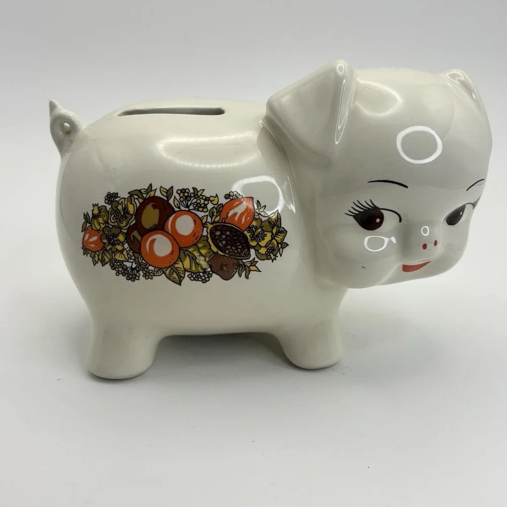Rare Vintage Corning SPICE OF LIFE‎ Pottery Pig Piggy Bank  w/o Plug